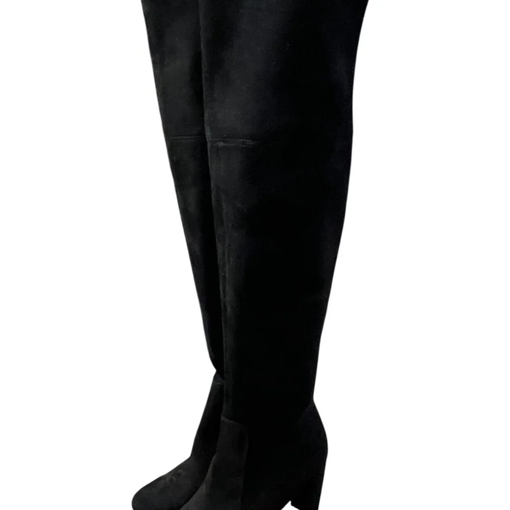 Ann Taylor OTN Faux Suede Boots Heels Size 7.5 Black